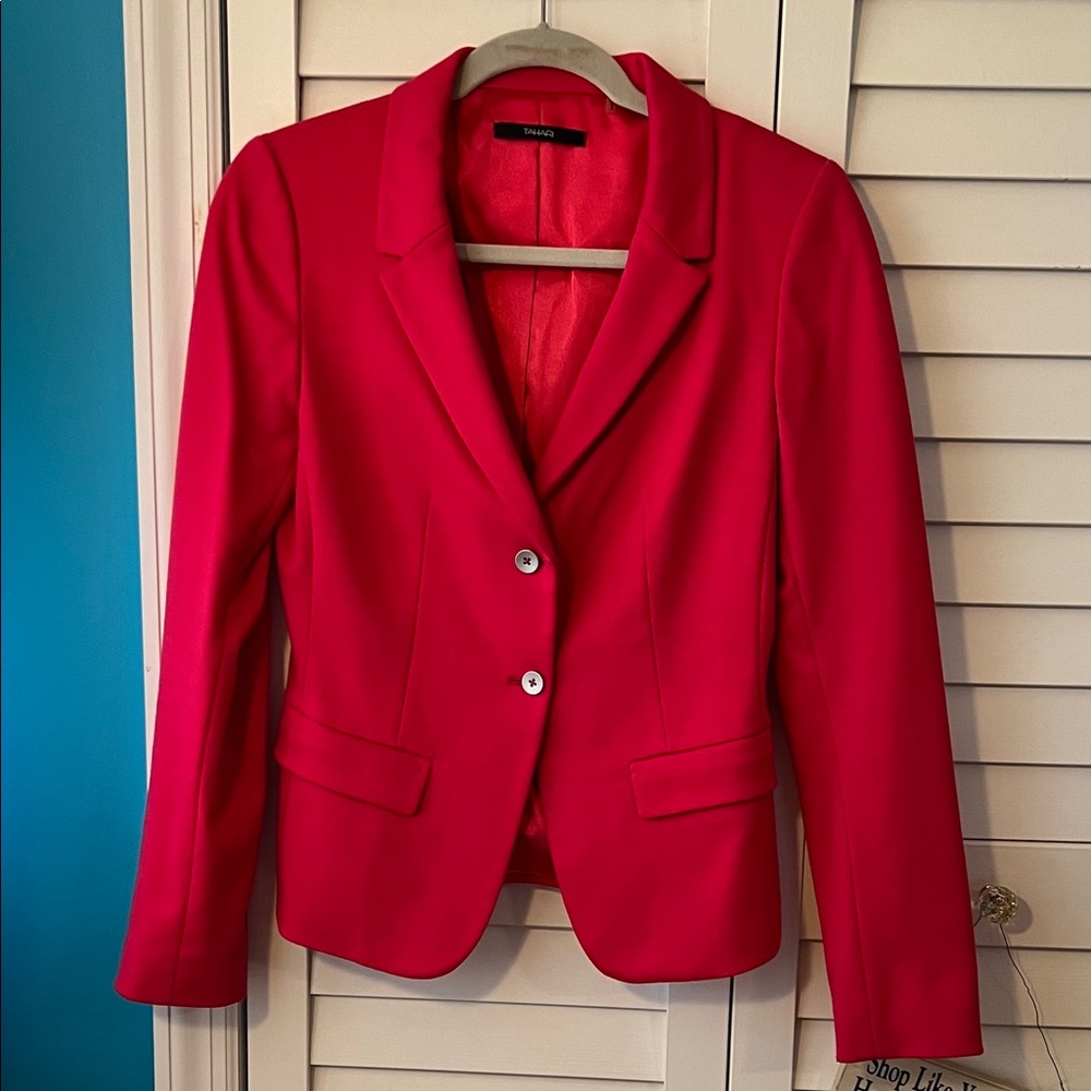Tahari Bright Red Two-Button Blazer